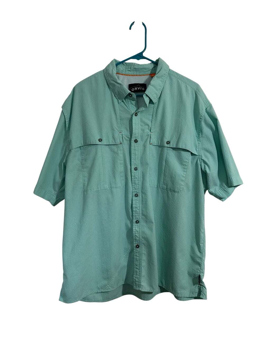 Orvis Men’s XXL Vented Fishing Shirt Short Sleeve Green Button Up Hiking Travel